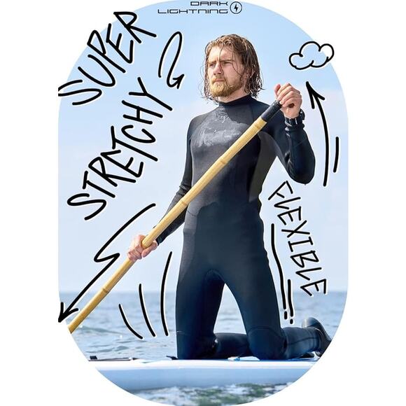 Dark Lightning Full Body Neoprene Black/Gray Mens Wetsuit, Sz XL - Picture 1 of 13